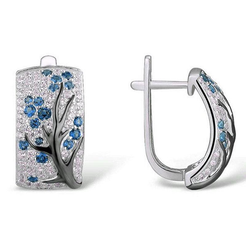 Stylish Diamond-Studded Plum Blossom Earrings - European & American Fashion