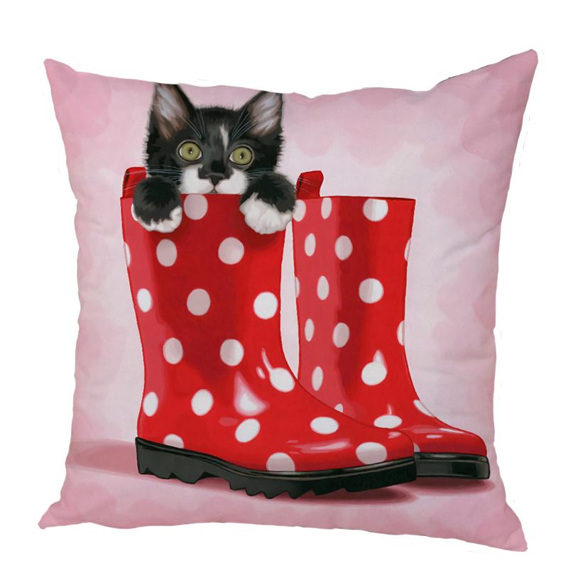 Color Cute Cartoon Dog Square Pillow Cushion Cover Car Sofa Office Chair Polyester  Case Home Decor Ornament