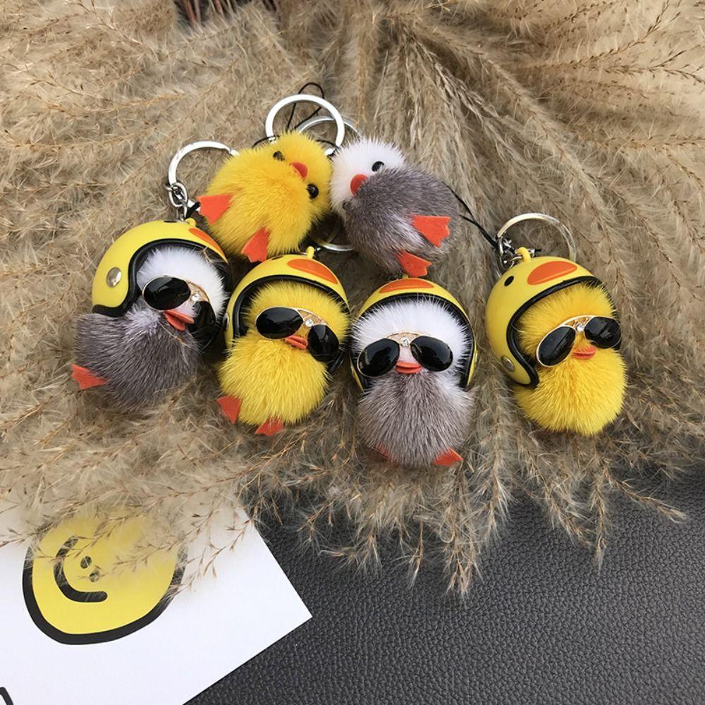 

Fluffy Plush Duck Bag Pendant Helmet Duck Duckling Pendant Soft Yellow Duck Plush Keychain Gift жёлтый