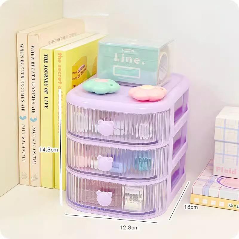 Desktop Multi-layer Drawer Storage Box Organizer Desktop Stationery Box Pen Holder Cute Children's Hair Accessories Storage Rack