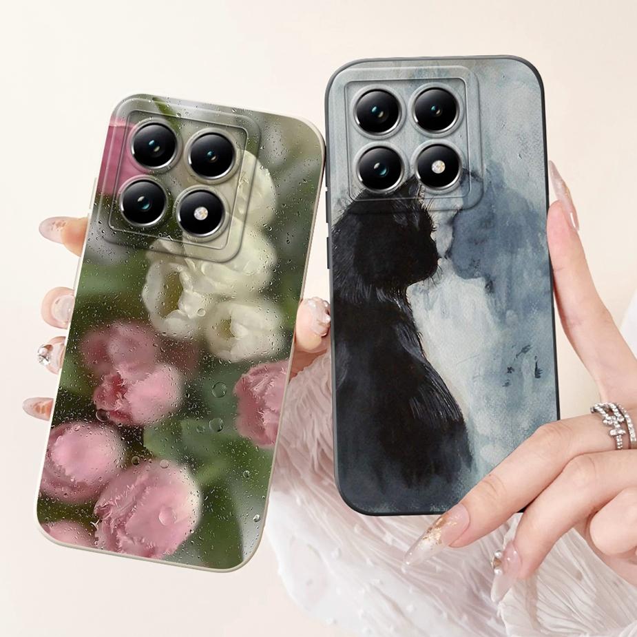 For Xiaomi 14T Pro Case Stylish Flowers Cartoon Cover Shockproof Soft TPU Phone Case For Xiaomi Mi 14T Pro Mi14T 5G Fundas Coque