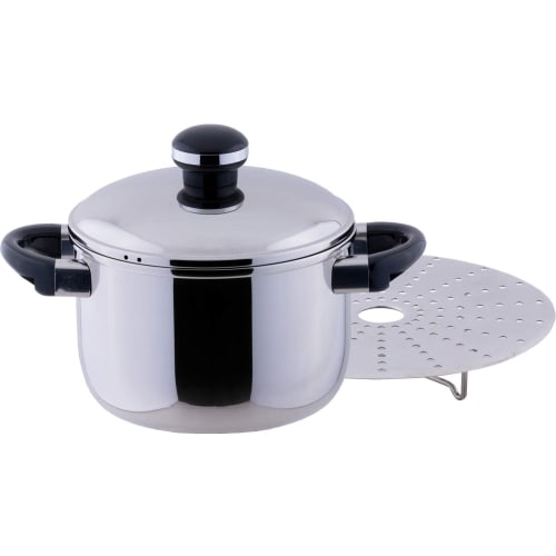 Miyazaki Seisakusho Objet Stew Pot 22cm & Steam Plate, Made in Japan, 5-Year Warranty, Induction Compatible, OJ-7-1