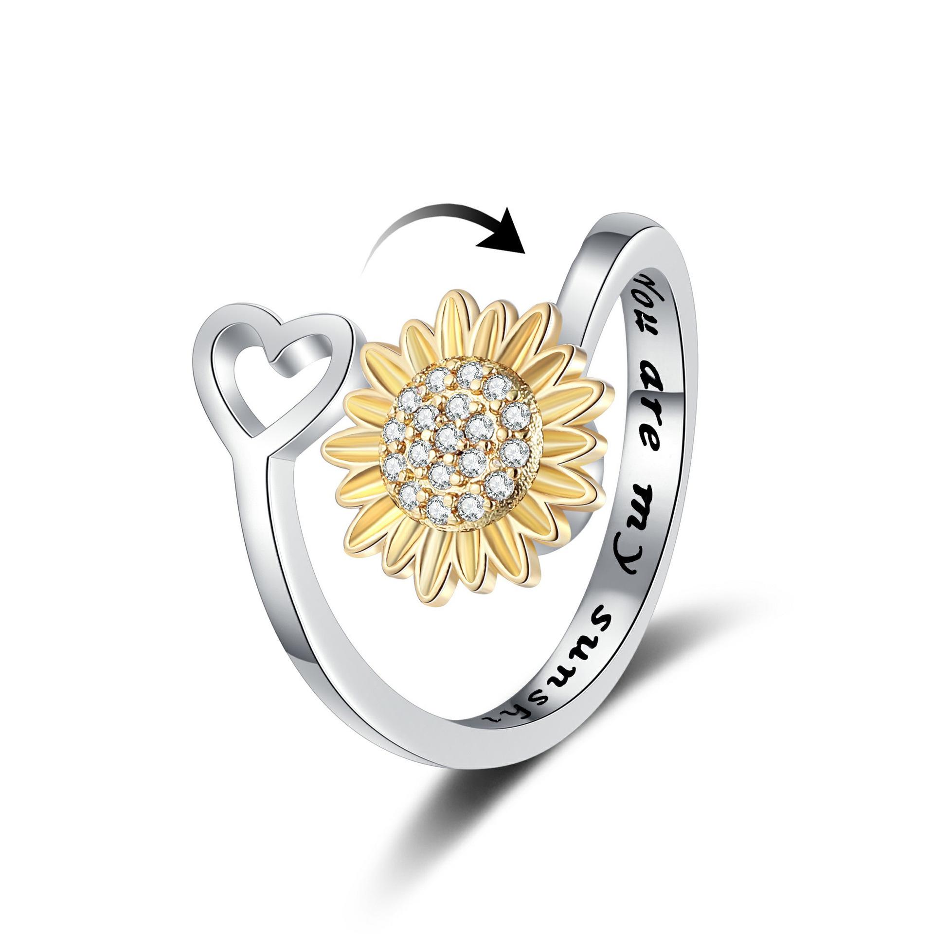 

European & American Minimalist Rotatable Sunflower Ring for Women