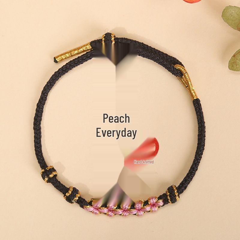 Benmingnian Woven DIY Gold Red Black Couple Bracelet (Semi-Finished)
