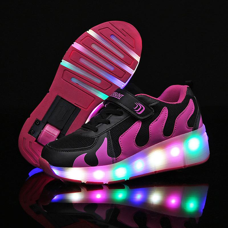 New Code Children's Single-wheel Runaway Shoes Vibrating Luminous Sole Double-wheel Colorful Light Wheel Shoes