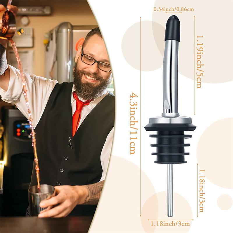 Edelstahl Spirituosen Ausgießer Spirituosenflaschen Ausgießer mit Gummi Staubkappen zum Ausgießen von Flüssigkeit, Olivenöl, Wein, Essig