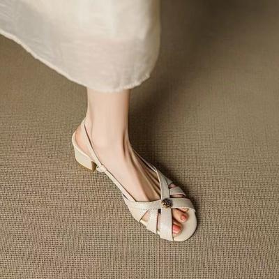 Sandalen mit mittlerem Absatz für Damen Sexy Designer Mode Sandale Frau Orthopädische Römische Schuhe Marken Schuh Sommer Neu 2026 Klobig Party
