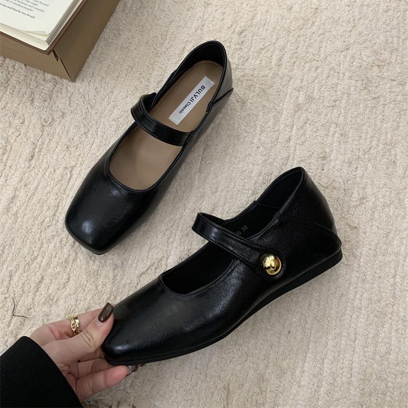 BULVJI cloth season, retro and gentle~ retro square head Mary Jane shoes with inner height increase single shoes for women