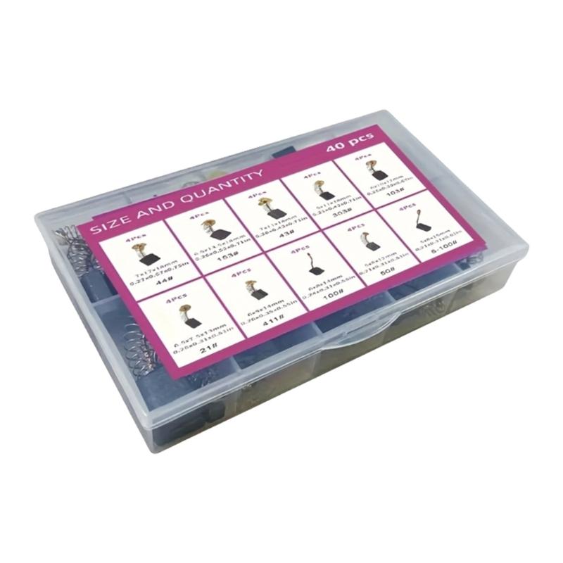 40 Stück Kohlebürsten-Set mit 10 Modellen Kupferinfundierte elektrische Motorreparaturbürste für Industrieanlagen