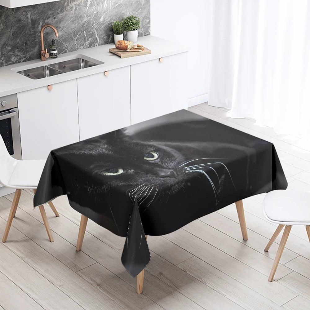 Black Cat Tablecloth Funny   With Glasses Party Restaurant Banquet Decoration Waterproof Home Table