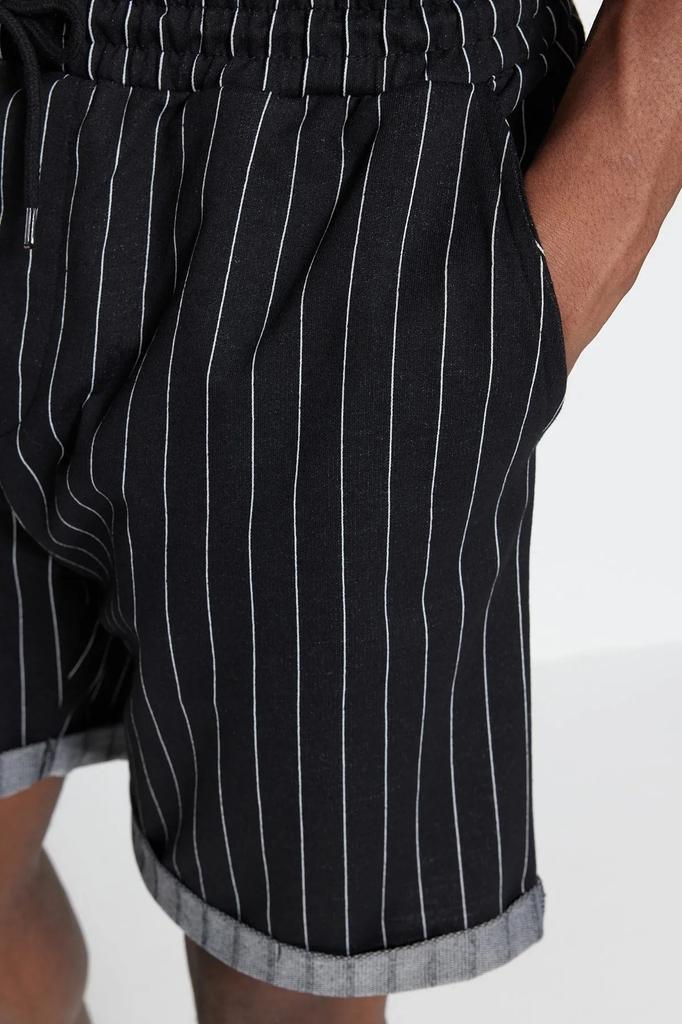 Modă Bărbați Nou Plus Mărimi Mari Pantaloni Scurți & Bermuda Plus Mărimi Mari Negru Bărbați Regular Confortabil Cu Dungi 100% Bumbac Pantaloni Scurți