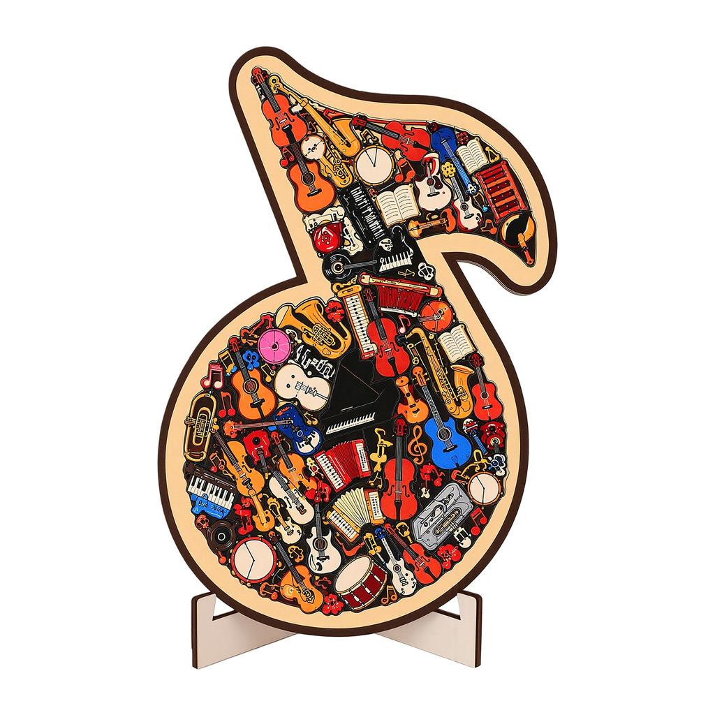 67 Pcs Musical Note Instrument Jigsaw Puzzle Ornament 3D Wooden Music Note Puzzle Decor B Type