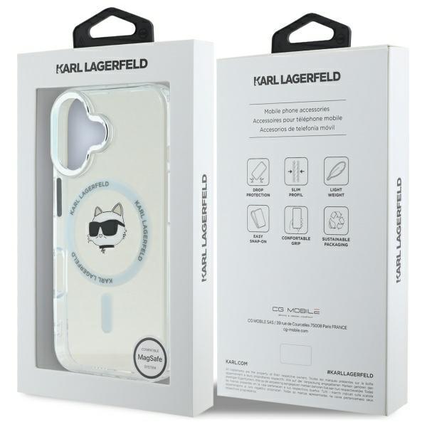 Karl Lagerfeld Klhmp16Shlschh Iphone 16 6.1 Biały/White Hardcase Iml Metal Choupette Head Magsafe