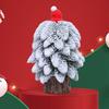 Snow Dusted Christmas Tree Desk Decoration With Wood 20cm Height For Living Room Bedroom Tabletop Decoration