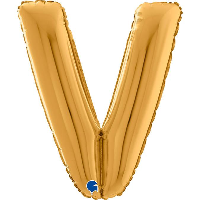 Ballon Foil Lettre V, 66Cm, Doré