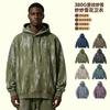 Męska bluza z kapturem oversize Bawełna Ciężka 380g Retro Pionowy pasek Wyprany styl Unisex Streetwear