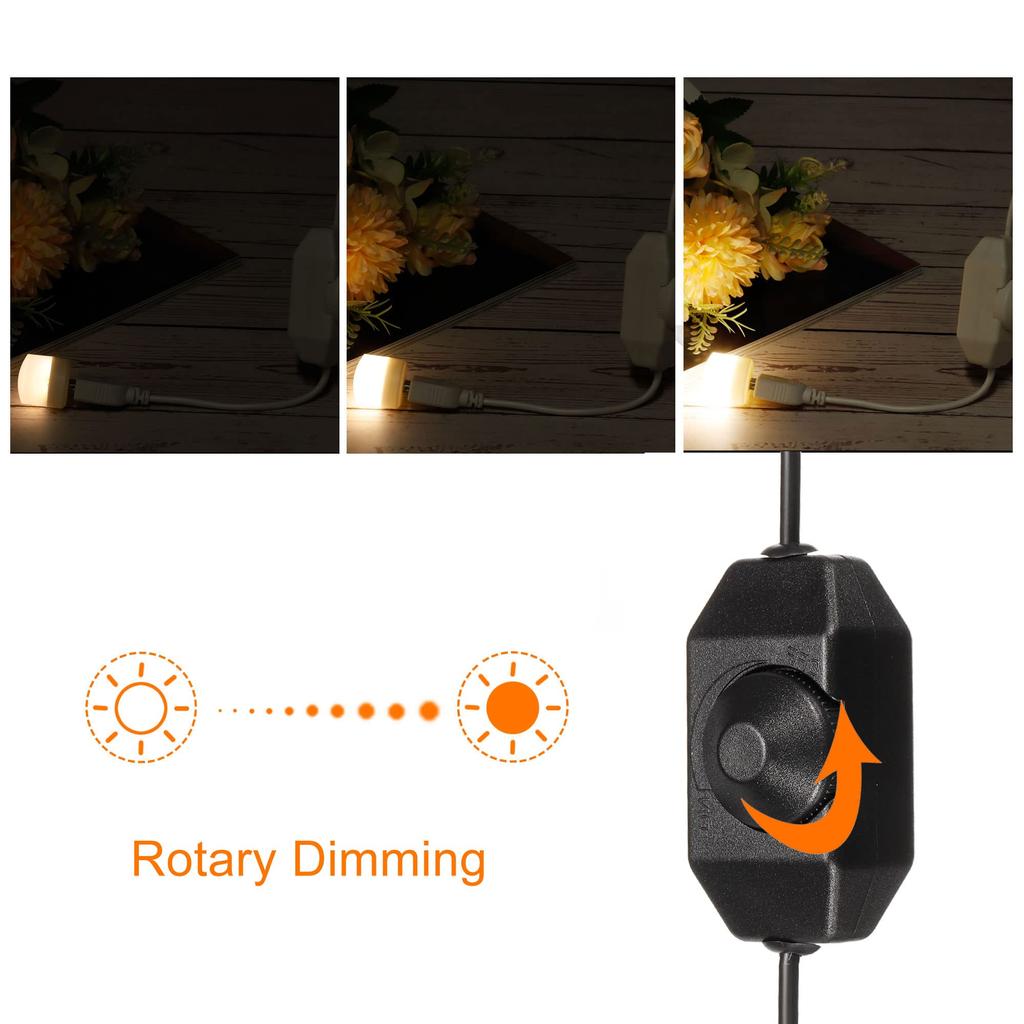 Uxcell LED Strip Dimmer 5V DC USB Buchse auf Stecker Verlängerungskabel mit Drehschalter-Controller für LED-Streifen Schwarz Schalter, Lichter,