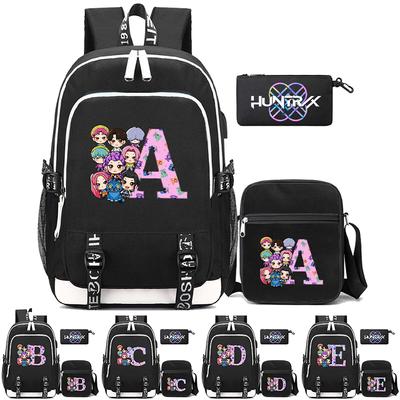 3 Stück/Set 26 Englische Buchstaben Kpop Bedruckter Rucksack mit Umhängetasche Federmäppchen für Teenager Mädchen Jungen Schultasche Große Kapazität Wasserdicht Reisetasche