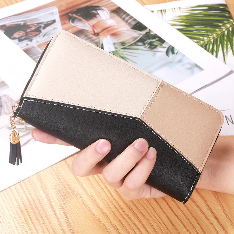 

Color Block Women s Clutch Wallet - 2020 Fashion, Large Capacity, Japanese & Korean Style чёрный
