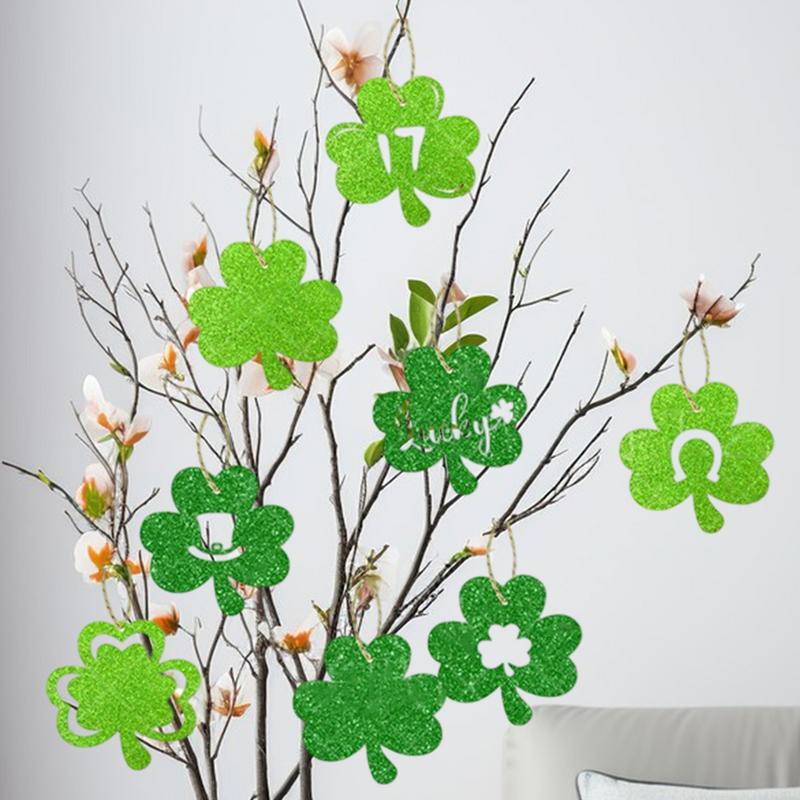 St Patricks Day Shamrock Decoration Hangtag Lucky Shamrock Pendant Irish Festival Party Ornaments Set Of 8 Office Home Decor