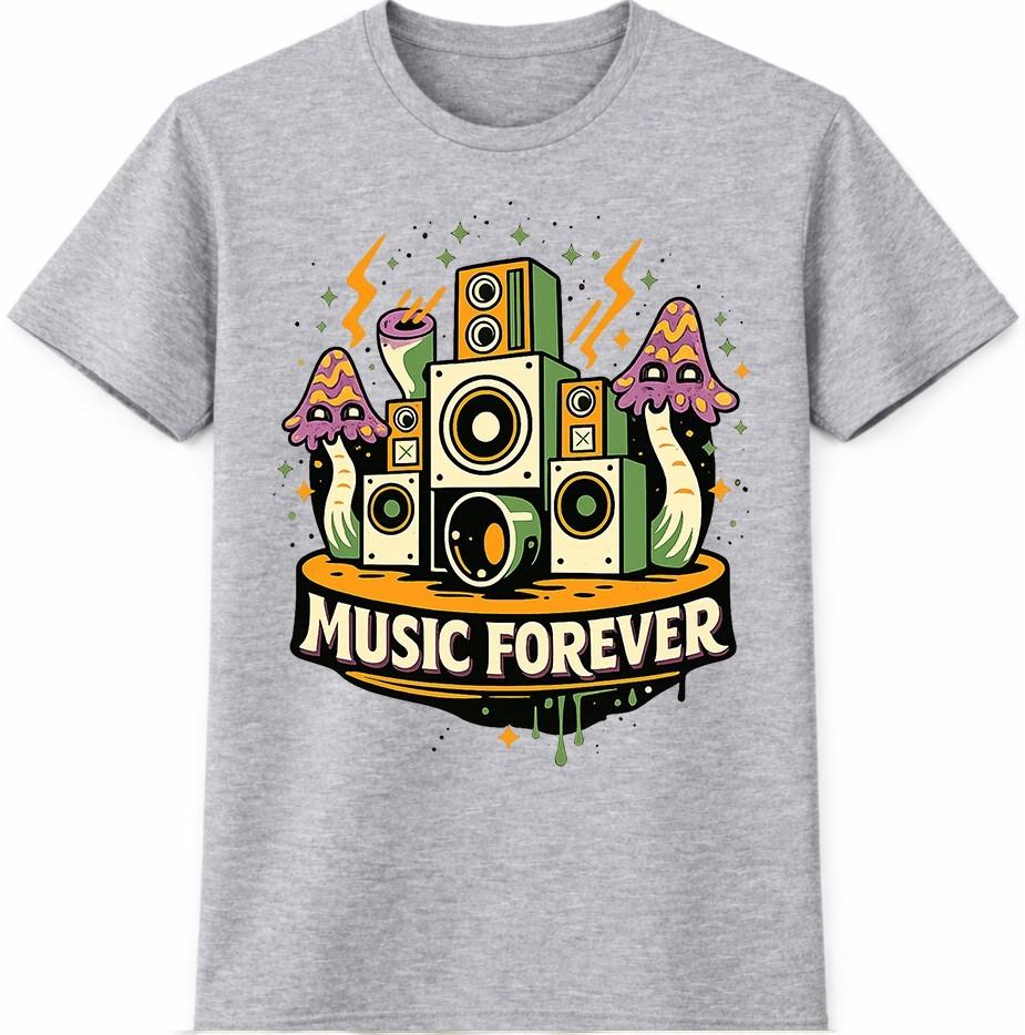 Musik T-Shirt DJ Lautsprecher Forever Grafik Rave Festival Tee