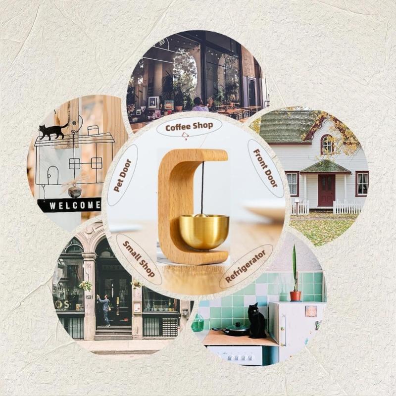 Shopkeepers Bell Wood Brass Hanging Door Bell For Entry Door Restaurant Shop Home Refrigerator Pet Door