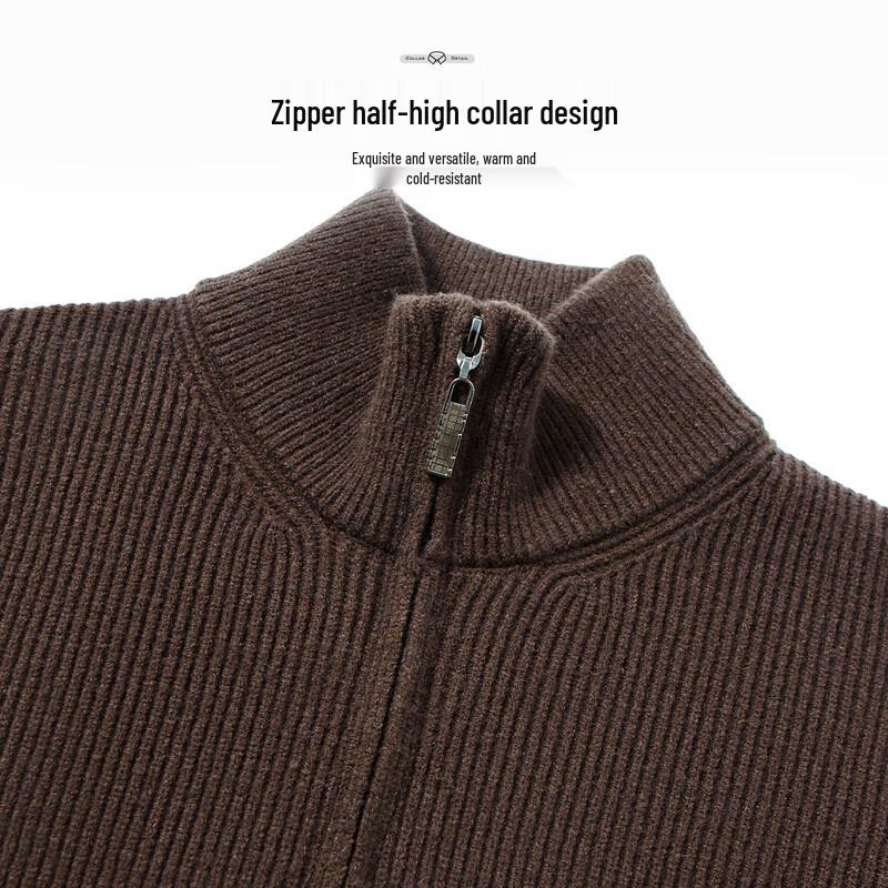 Hodo Men's Heavyweight Semi-High Collar Wool Blend Knit Sweater