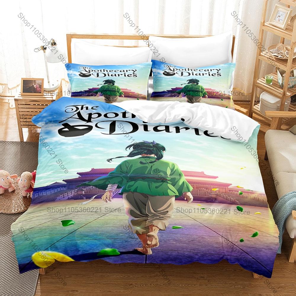 Fresco Il Diario dell'Apoticario Set Biancheria da Letto 3 Pezzi Maomao Jinshi Copripiumino in Microfibra 2 Federe Senza Imbottitura