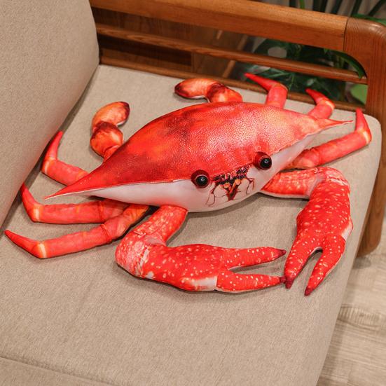 Realistic Crab Plush Pillow Soft Marine Animal Stuffed Toy Cute Ocean Life Decor for Bed Sofa Aquarium-Themed Gift for Kids Collectors