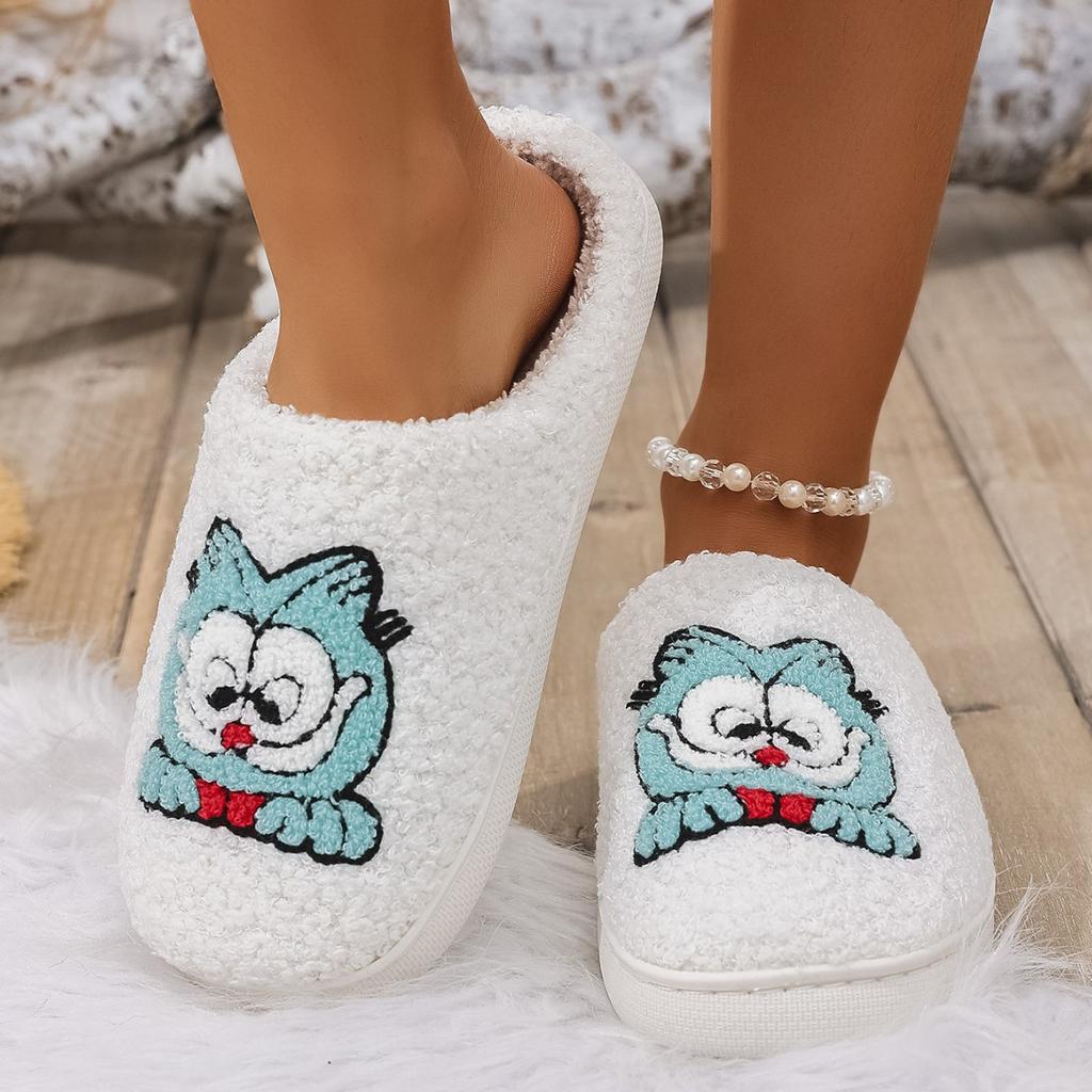 Fashion Smile Pop Winter Indoor Comfortable Plush Slippers Cute Cartoon Turtles Fluffy Cotton Slippers Non-slip Warm Household Slippers