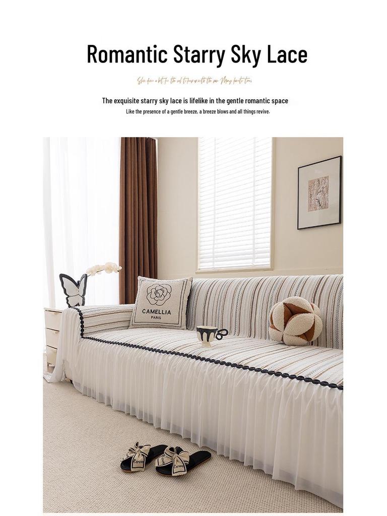 2025 Universal-Sofabezug aus Chenille: Rutschfest, Cremefarben, Vier Jahreszeiten, Einteilige Decke