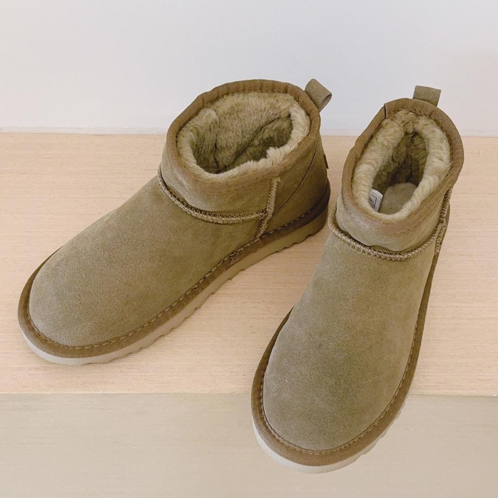 Classic Winter Women Ultra Mini Snow Boots Genuine Cowhide Leather Fur Slippers 2026 New Design Men Short Boot Flat Cotton Shoes