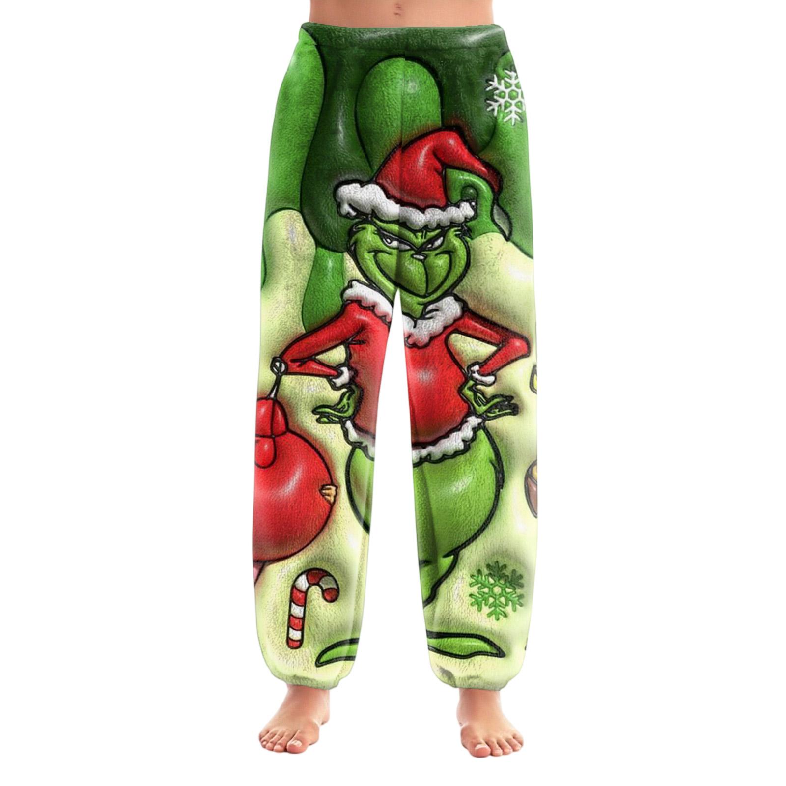 

Женские брюки с рождественским принтом, манжетами на кулиске, повседневные брюки и пижама L