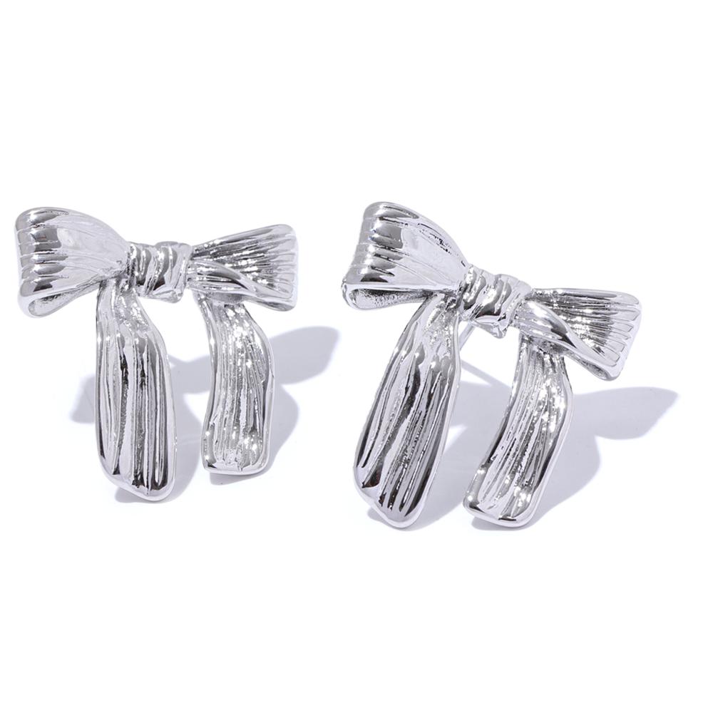 

Yhpup Fashion 316L Stainless Steel Metal Bowknot Bow Stud Earrings Gold Silver Color Trendy Charm Versatile Trendy Jewelry