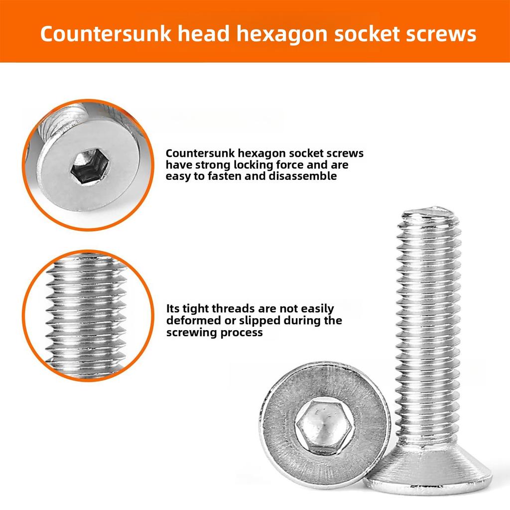 260Pcs Boxed 304 Stainless Steel Countersunk Hex Socket Screw Set M4 M5 M6