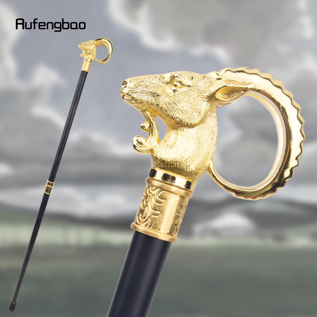 Golden Goat Sheep Animal Walking Stick Decorative Cospaly Vintage Party Fashionable Walking Cane Halloween Crosier 91cm