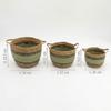 Cotton & Seagrass Large Baskets – Natural Black & Green- Set of 3