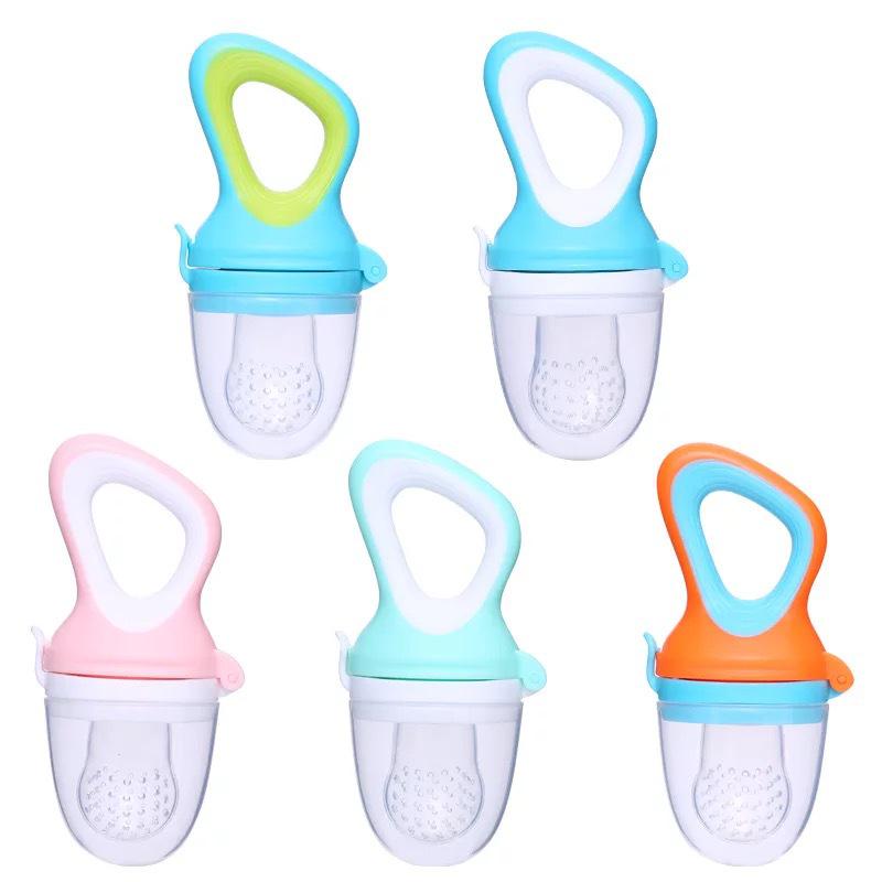Baby Fruit & Veggie Teething Feeder - Pushable Teether Bag for Easy Self-Feeding