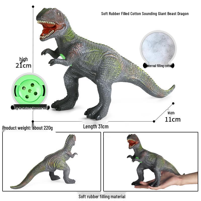 Large Soft Jurassic Dinosaur Toy - Tyrannosaurus Rex, Titanosaur & Brachiosaurus Models for Kids' Cognitive Learning