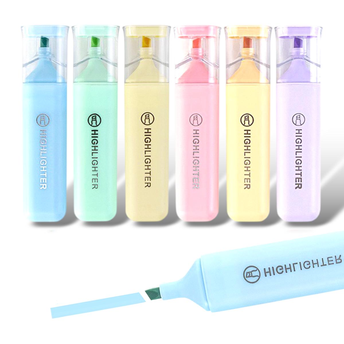 Water-Based Highlighter Pens For Note-Taking, Planner, Journaling, Professional Use, Back to School, Random Color 6pcs