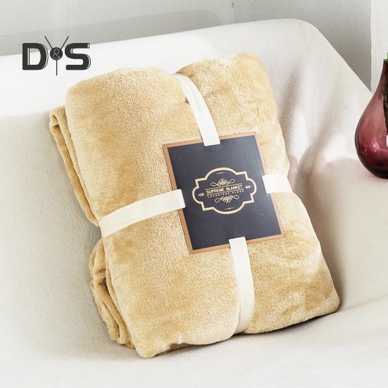 Koc flanelowy zagęszczony dwustronny puszysty pluszowy jednolity kolor biuro drzemka akademik łóżko kanapa podróż przytulny ciepły zimowy koc