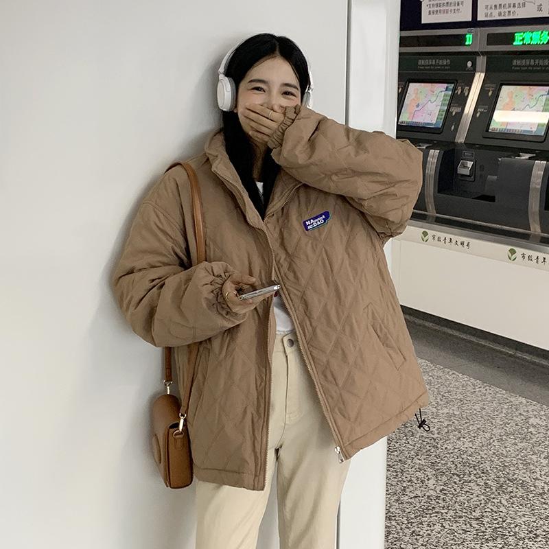 

Зимнее пальто ромбовидная стеганая куртка пуховик женский XL хаки