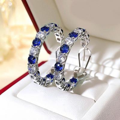 Gorgeous Cubic For Women Zirconia Hoop Earrings Big Circle Temperament Female Accessories Bridal Wedding Occasion JewelryWedding Gift Idea