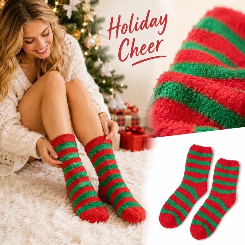 Women's Christmas Mid-Calf Socks with Christmas Tree Pattern, Festive Holiday Socks for Women, Novelty Winter Sock for Daily Wear and Gift Exchange