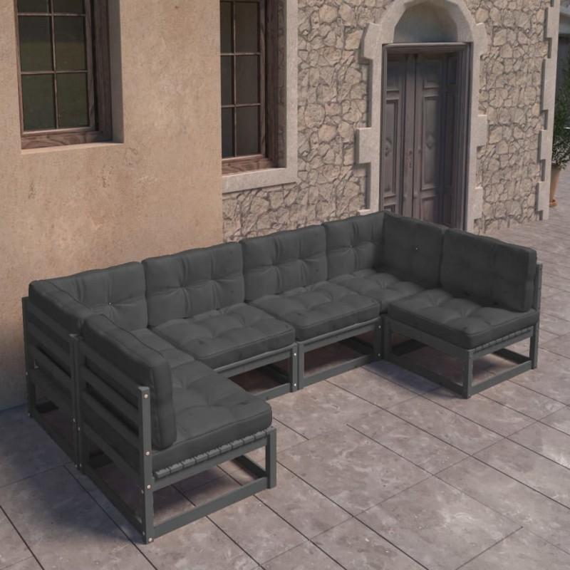 Day and Night - Day and Night 6-piece Garden Furniture Set with Black Pine Wood Cushions