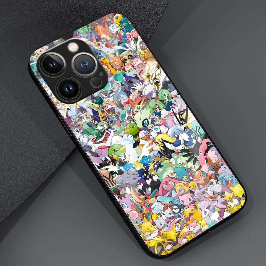 Pokemon Pikachu Phone Cover Glass Case for iPhone 17 Pro Max 11 Air 12 8 16 XR 14 13 15 Plus
