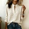 Women's V-Neck Long Sleeve Fitted Printed Blouse for Work Daily Wear