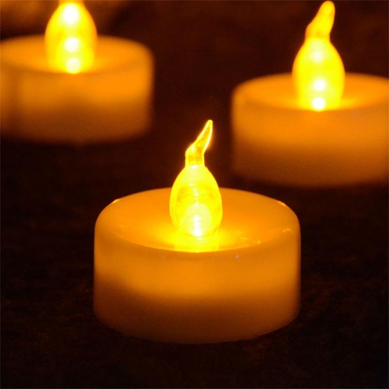 12 Count Clip Flameless LED Tealight Realistic Flame Decoration For Vases Tables Reusable Battery Candle