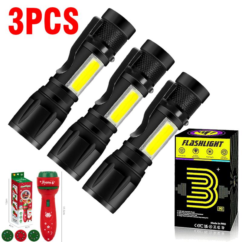 LED Strong Light Flashlight Rechargeable Multi Functional for Long Range Portable Outdoor Home Mini Flashlight Cap Clip Light