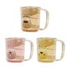 Mouthwash Cup Non-Slip Handle Smooth Round Mouth Transparent Body Rabbit Bear Design Bathroom Cup with Toothbrush Slot